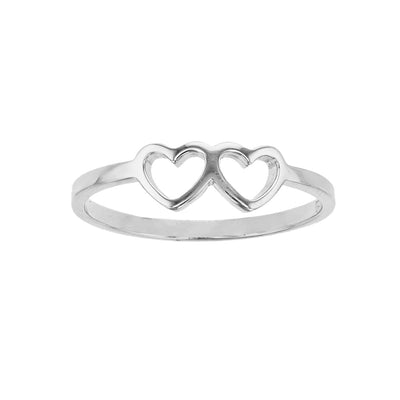 Double Outlined Hearts Ring (Silver) Lucky Diamond New York