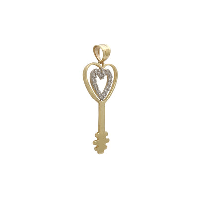 Double Heart Key Pendan (14K) Lucky Diamond New York
