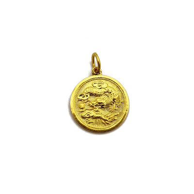 [龙] Dragon Zodiac Sign Medallion Pendant (24K) Lucky Diamond New York