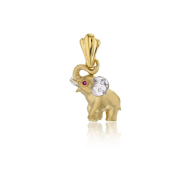 Two-tone Elephant Pendant (14K) - Lucky Diamond