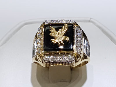 Eagle Onyx Men's Ring 14K - Lucky Diamond 恆福珠寶金行 New York City 169 Canal Street 10013 Jewelry store Playboi Charlie Chinatown @luckydiamondny 2124311180