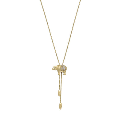Elephant Hanging Bead Necklace (14K) Lucky Diamond New York