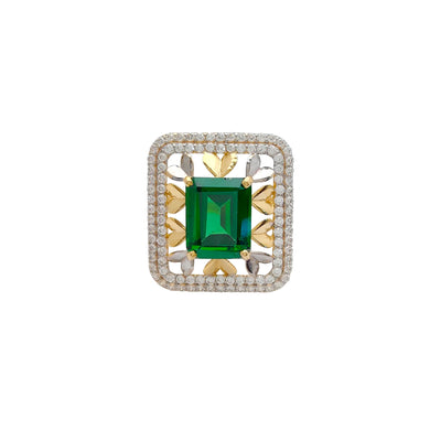 Emerald Cut Stone Cocktail Ring (14K) Lucky Diamond New York