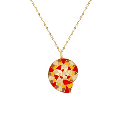 Enameled-Snail Shell Fancy Necklace (14K) Lucky Diamond New York