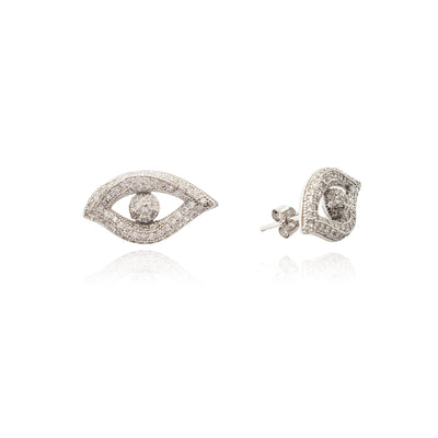 Evil Eyes Stud Earrings (Silver) Lucky Diamond New York