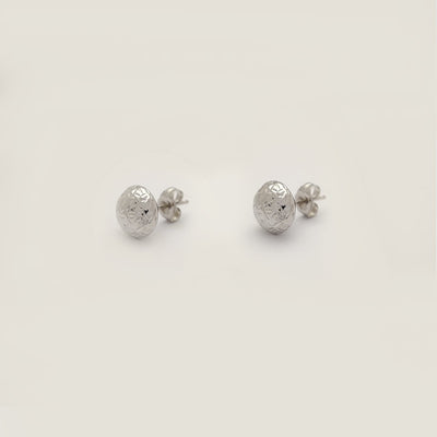Faceted Cut Puffy Round Stud Earring (10K) Lucky Diamond New York