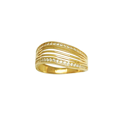 Fancy Semi Pave Curved Stripes Ring (14K) Lucky Diamond New York