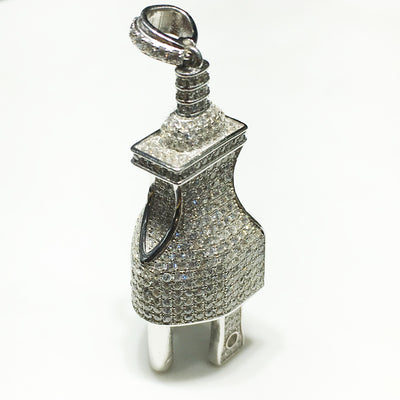 Iced-Out Plug (NEMA 5-15 Type-B) Pendant Silver - Lucky Diamond