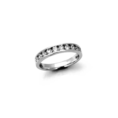 Diamond Channel Set Flat Shank Wedding Ring (14K) Lucky Diamond New York