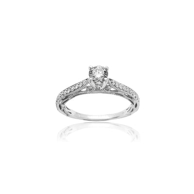 Diamond Vine Filigree Pave Engagement Ring (14K) Lucky Diamond New York