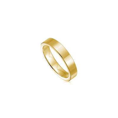 [4 mm] Solid Flat-Shank Wedding Band Ring (14K) Lucky Diamond New York