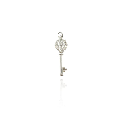 Flowery Key CZ Pendant (SS) New York Lucky Diamond