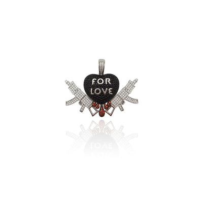 For Love Dripping Heart Gun Pendant (Silver) New York Lucky Diamond