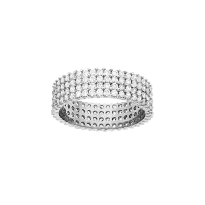 Four-Row Pave Eternity Ring (Silver) Lucky Diamond New York