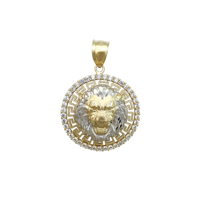 Greek Key Lion Head CZ Pendant (14K) Lucky Diamond New York