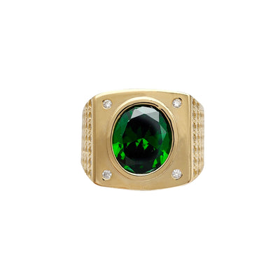 Green-Stone Men's Ring (14K) Lucky Diamond New York