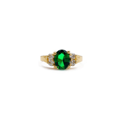 Green Oval Solitaire Ring (14K) Lucky Diamond New York