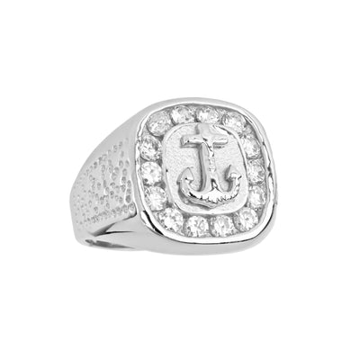Halo Nautical Anchor Men's Ring (Silver) Lucky Diamond New York