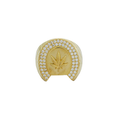 Halo Pave Cannabis Leaf Cobblestone Design Ring (10K) Lucky Diamond New York