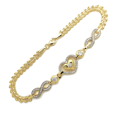 Halo Pave Heart & Infinity Fancy Bracelet (14K) Lucky Diamond New York