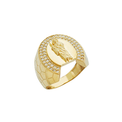 Halo Pave Saint Jude Cobblestone Design Ring (10K) Lucky Diamond New York