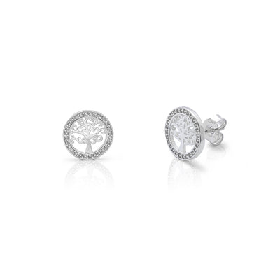 Halo Tree Of Life Stud Earrings (Silver) Lucky Diamond New York