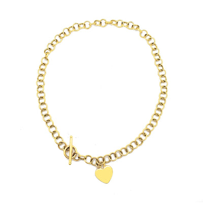 Heart Charm Rolo Fancy Necklace (14K) Lucky Diamond New York