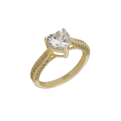 Heart Shape Zirconia Engagement Ring (14K) Lucky Diamond New York