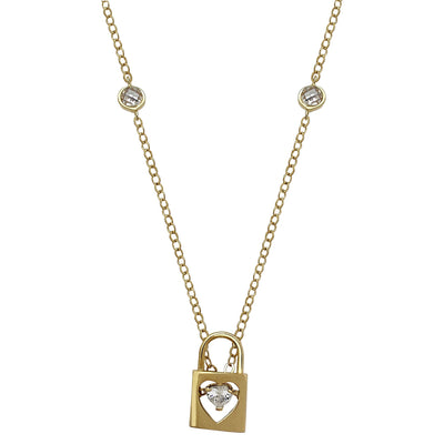 Heart Padlock Necklace (14K) Lucky Diamond New York