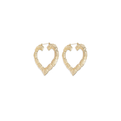 Heart Shape Bamboo Hoop Earrings (10K) Lucky Diamond New York