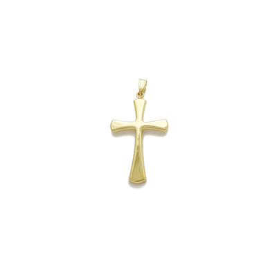 Hollow Plain Cross Pendant (14K) 14 Karat Yellow Gold, Lucky Diamond New York