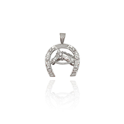 Horse Head Horseshoe CZ Pendant (Silver) New York Lucky Diamond