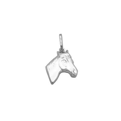 Horse Head Pendant (14K) 14 Karat White Gold, Animal, Lucky Diamond New York
