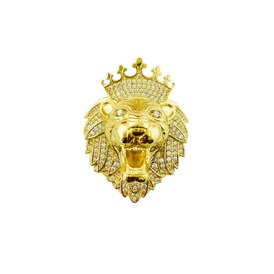 King Lion Head CZ Pendant (14K) front - Lucky Diamond - New York