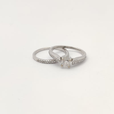 Diamond Pave Wave Twon Piece Set Engagemente Ring (14K) Lucky Diamond New York