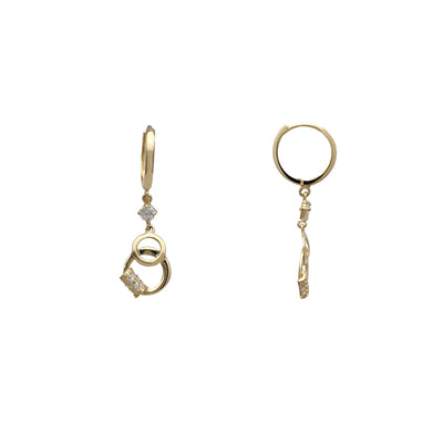 Zirconia Interlocking Hoops Dangling Huggie Earrings (14K) Lucky Diamond New York