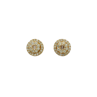 Diamond Round Cluster Stud Earrings (14K) Lucky Diamond New York