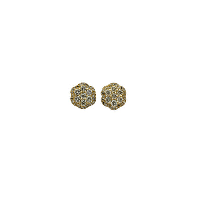 Diamond Double Honeycomb Stud Earrings (14K) Lucky Diamond New York