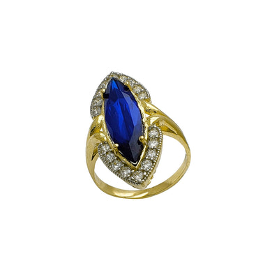 Milgrained Blue Marquise Ring (14K) Lucky Diamond New York