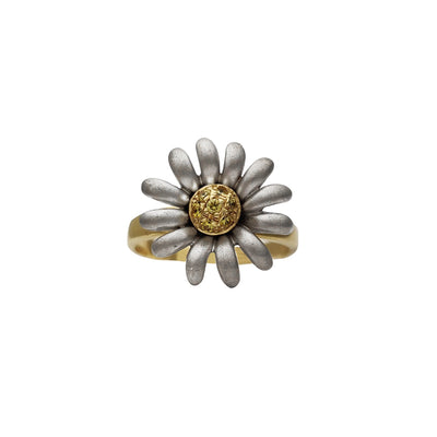 Textured Zirconia Sunflower Lady Ring (14K) Lucky Diamond New York