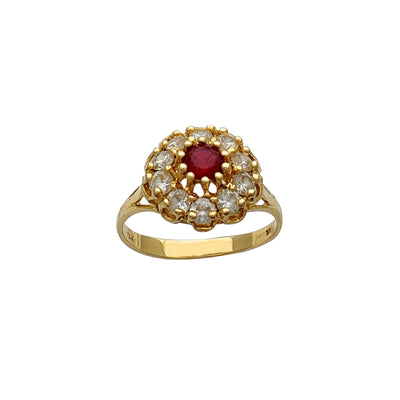 Zirconia Red Flower Lady Ring (14K) Lucky Diamond New York