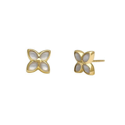 Four-Leaves Floral Stud Earrings (14K) Lucky Diamond New York