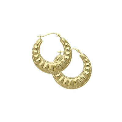 Milgrain Puffy Hoop Earrings (14K) Lucky Diamond New York