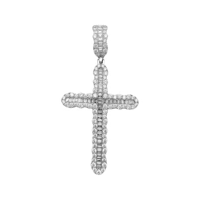 Iced-Out Channel Setting Cross Pendant (Silver) Lucky Diamond New York