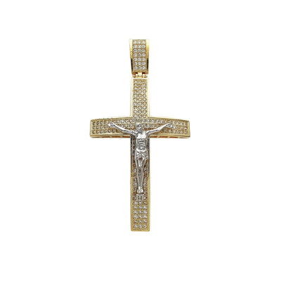 Iced-Out Convex Crucifix Pendant (14K) Lucky Diamond New York