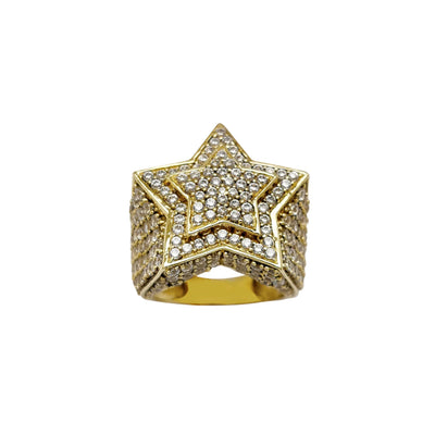 Iced-Out Double Star Ring (10K) Lucky Diamond New York