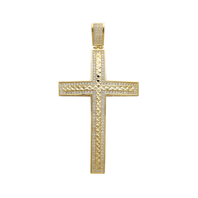 Iced-Out Faceted Cuts Cross Pendant (14K) Lucky Diamond New York