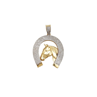 Iced-Out Horseshoe & Horse Head Pendant (14K) Lucky Diamond New York