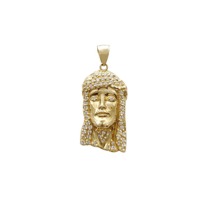 Open Back Iced-Out Jesus Head Pendant (14K) Lucky Diamond New York
