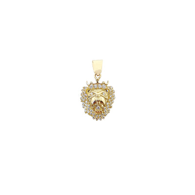 Small Size Iced-Out King's Lion Pendant (14K) Lucky Diamond New York